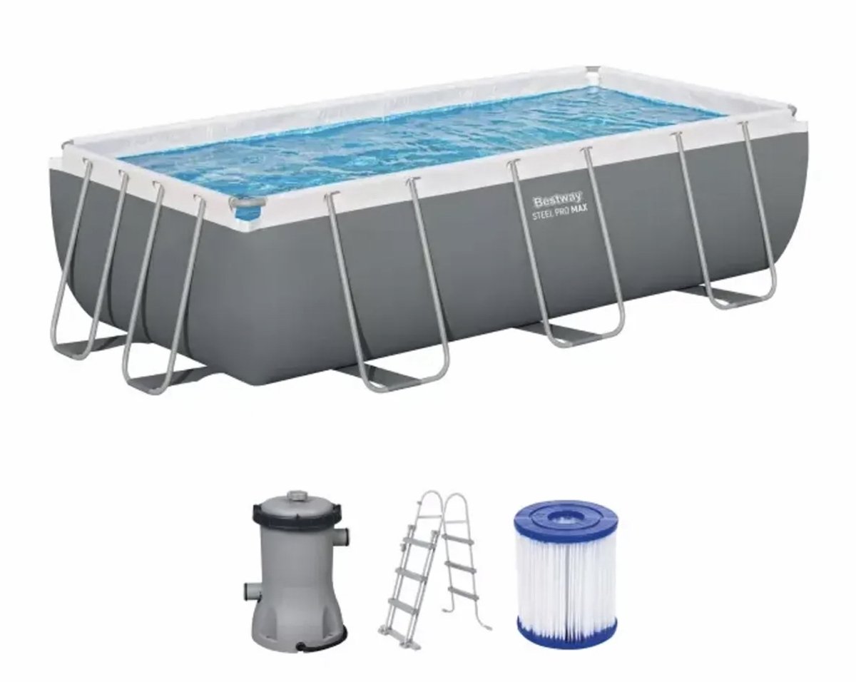 Bestway Power Steel zwembadset met filterpomp en trap - 404 x 201 x 100 cm