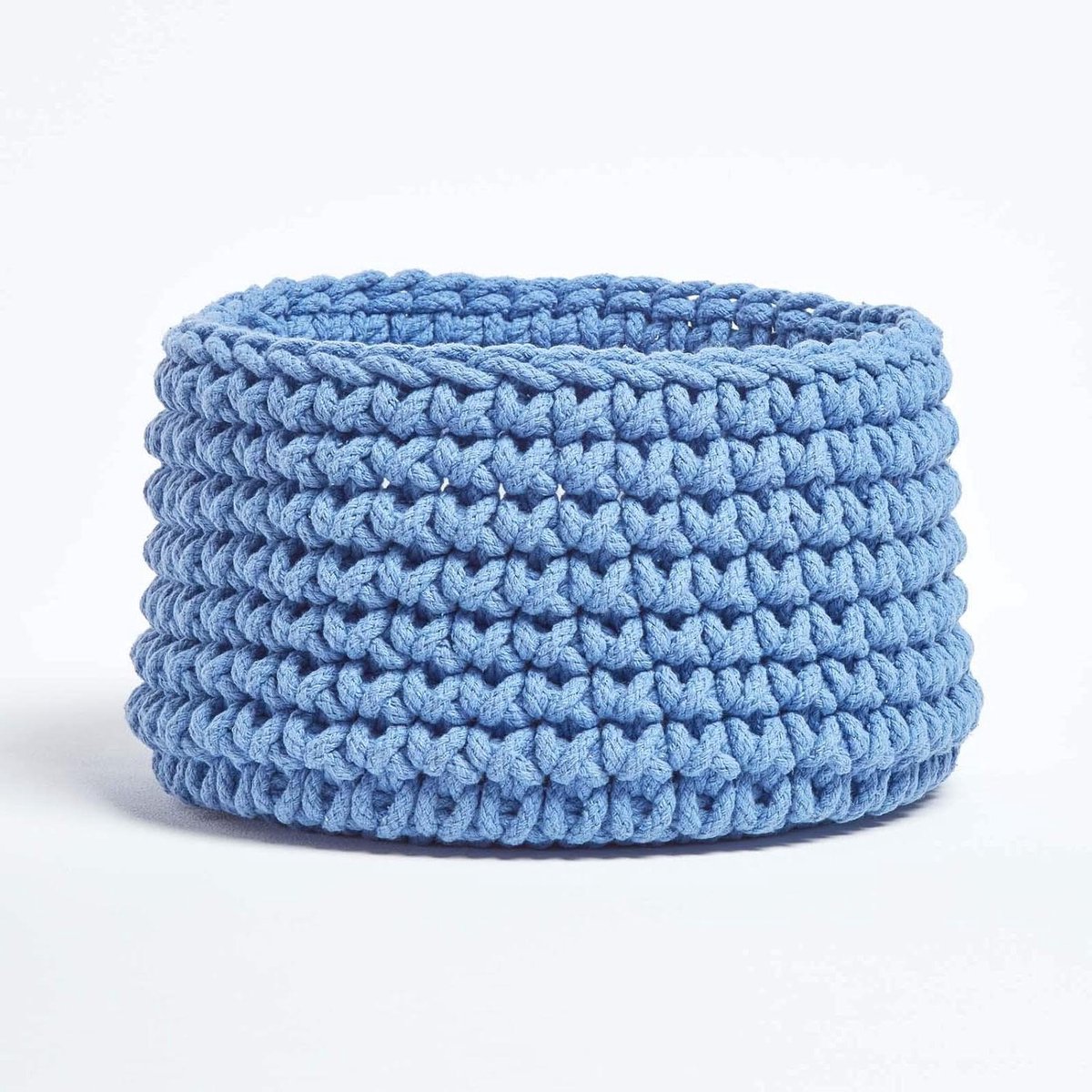 Gebreide Opbergmand - Stoffen Mand - Orde Houden - Grof Gebreide Look - 37 x 21 cm - Blauw