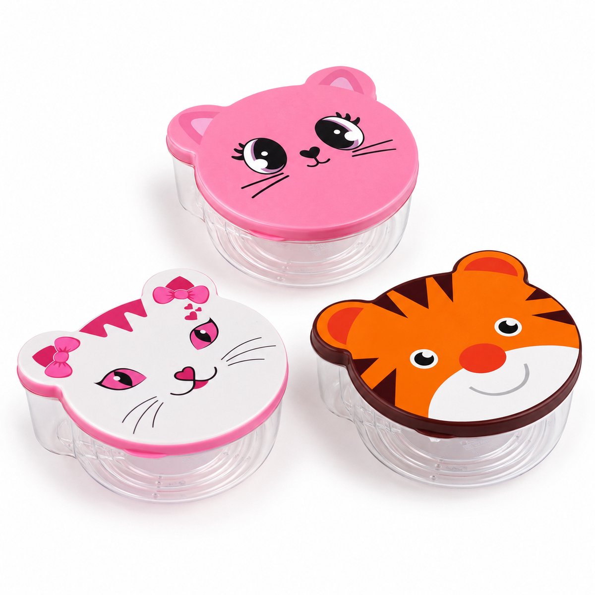 Hobby Life Dieren Bewaarbakjes voor Kinderen – 3 x 4 Stuks – BPA-vrij Snackbakjes – 0,2 t/m 0,75 Liter – Magnetron & Vaatwasser Geschikt