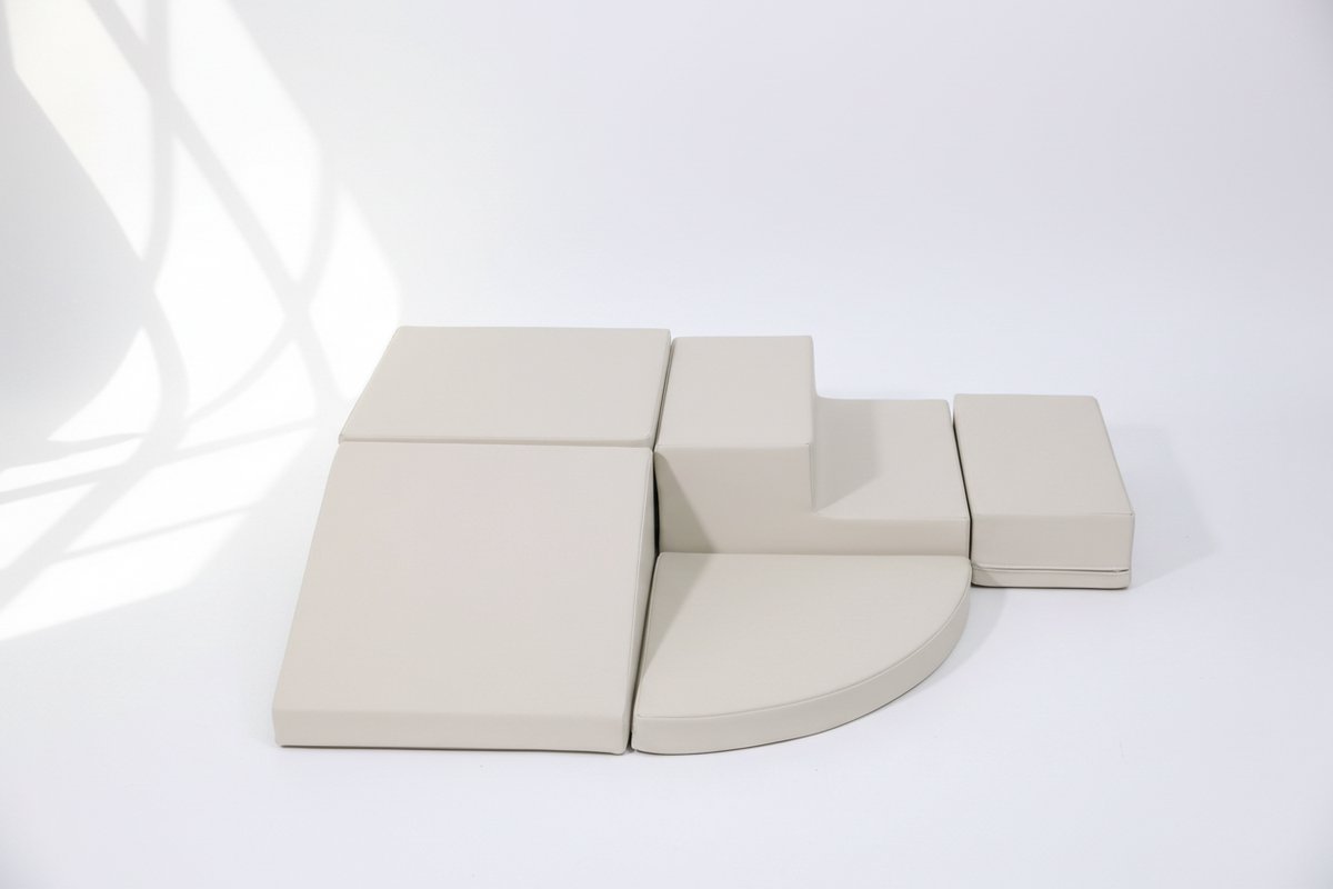 HENVAE® Baby Foam Blokken 5-delige Speelset - Glijbaan - Baby - Baby Speelgoed 6 maanden - Zachte blokken Baby - Montessori Speelgoed - Speelgoed 1 jaar - Educatief Speelgoed - Stapelblokken - Sensorisch Speelgoed - Speelblokken - Klimblokken Baby