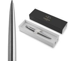 Parker Jotter-balpen - medium punt - blauwe inkt - roestvrij staal met chromen afwerking - incl. geschenkdoos