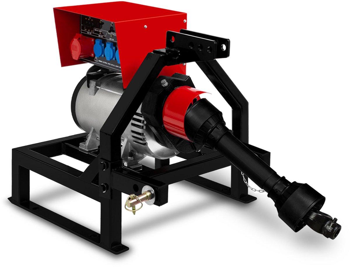 EBERTH Aftakasaandrijving 18,75 kVA, noodstroomaggregaat met AVR, 3x230V / 1x400V IP44, aftakas 1-3/8" 6 tanden, 3-puntsophanging, generator voor de landbouw, aanbevolen aftakasvermogen 25 pk