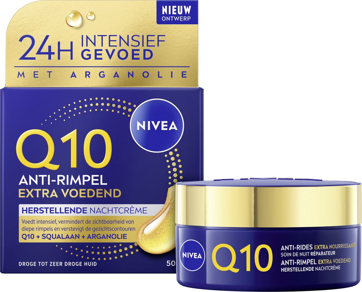 NIVEA Q10 Power +Extra Voedend Anti-Rimpel Nachtcrème - Droge huid - 50 ml