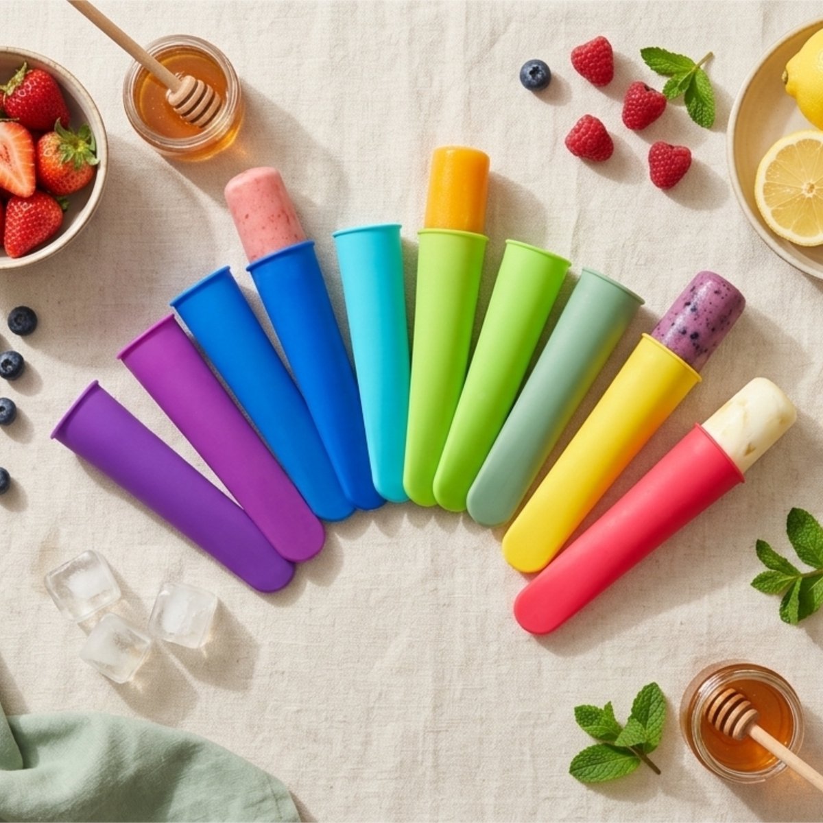 Clean Cuisine IJsvormpjes - IJsvormpjes voor ijslollys - IJsjes maken - Vaatwasser Bestendig - BPA vrij - 12 stuks - Met Receptkaart — afbeelding 3