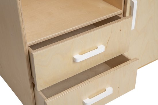 Van Dijk Toys houten poppencommode / poppen commode - Naturel met wit (Kinderopvang kwaliteit) van Van Dijk Toys — afbeelding 2