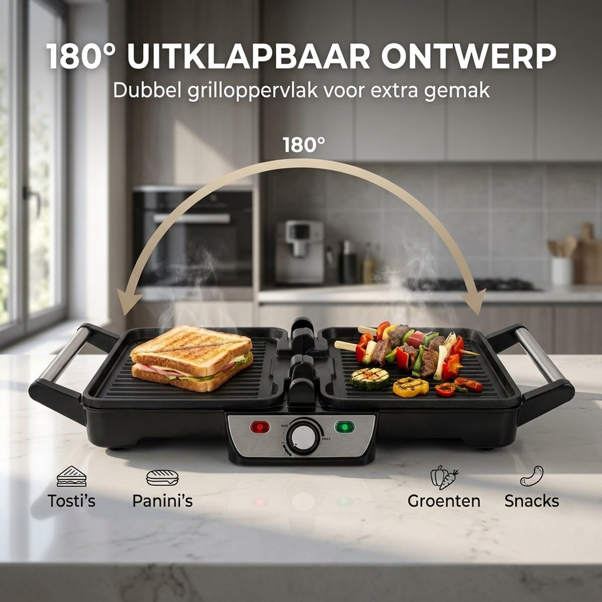 Golermo Tosti Apparaat 2000W - Tosti IJzer en Contactgrill thumbnail 3