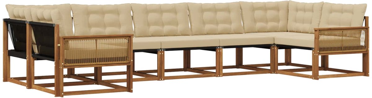 vidaXL Buiten - bank - set - 7 - st - 7-zits - Natuurlijk - en - Beige Natuurlijk en Beige