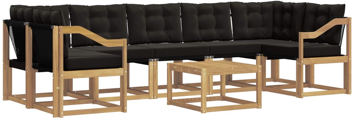 vidaXL Buiten - bank - set - 8 - st - 7-zits - Wit - en - zwart Wit en zwart