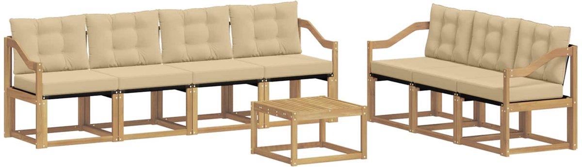 vidaXL Buiten - bank - set - 8 - st - 7-zits - Wit - en - Beige Wit en Beige