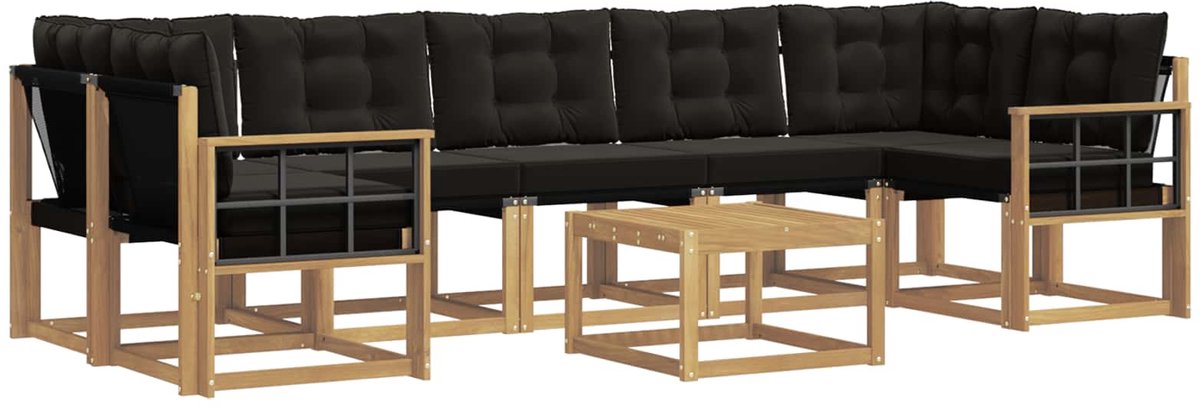 vidaXL Buiten - bank - set - 8 - st - 7-zits - Wit - en - zwart Wit en zwart