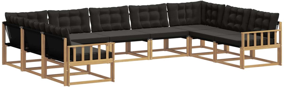 vidaXL Buiten - bank - set - 9 - st - 9-zits - Wit - en - zwart Wit en zwart