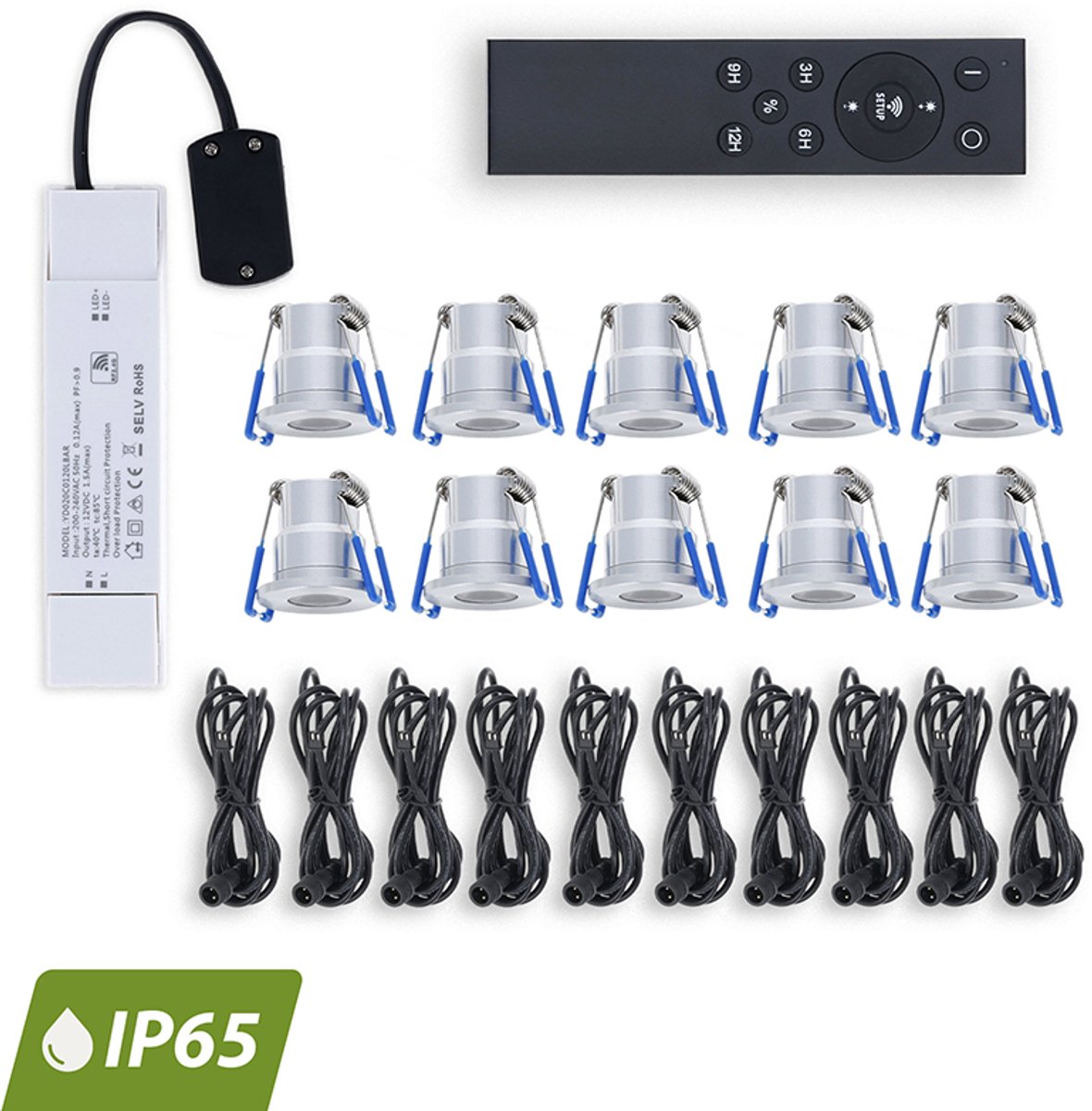 LED Veranda inbouwspot | Ø28mm | 3 W | Dimbaar - Zilver | Bundel 10 Stuks | 2700K - Warm wit