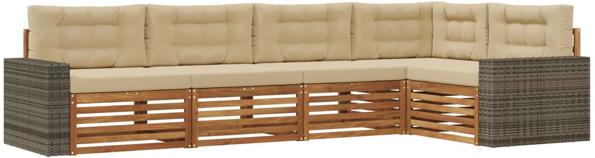 vidaXL Buiten - bank - set - 5 - st - Natuurlijk - en - Beige - Polyester Natuurlijk en beige