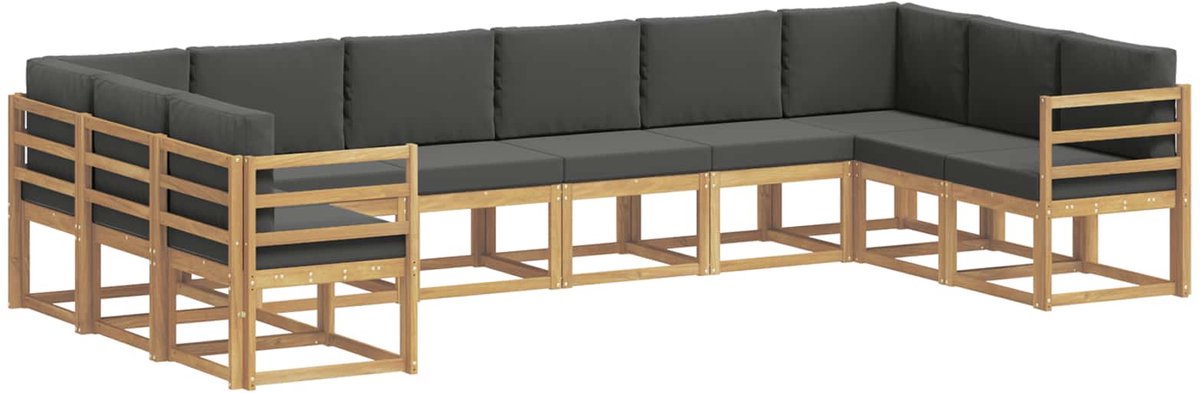vidaXL Buiten - bank - set - 10 - st - 10-zits - Wit - en - antracietkleurig Wit en antracietkleurig