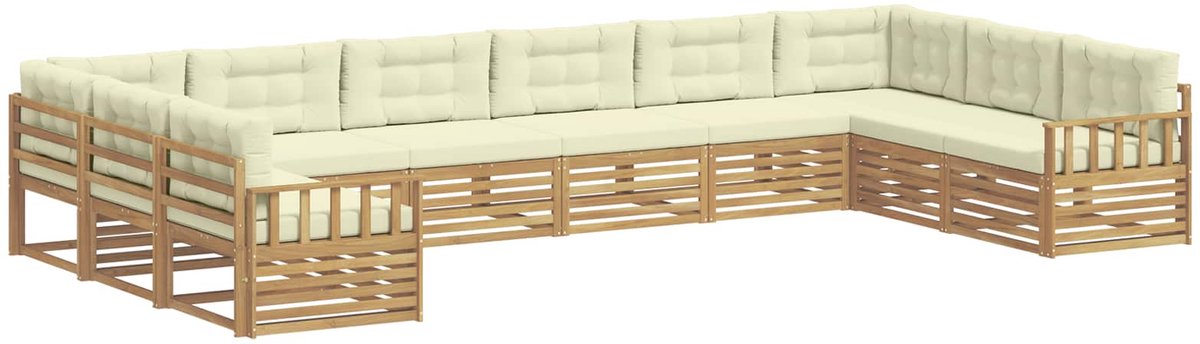 vidaXL Sofa-Sets - 10 - st - 10-zits - White - and - Cream - Polyester Wit en crèmekleurig