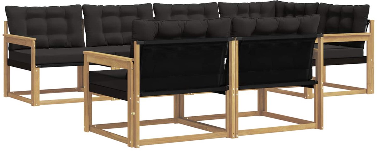 vidaXL Buiten - bank - set - 7 - st - 7-zits - Wit - en - zwart Wit en zwart