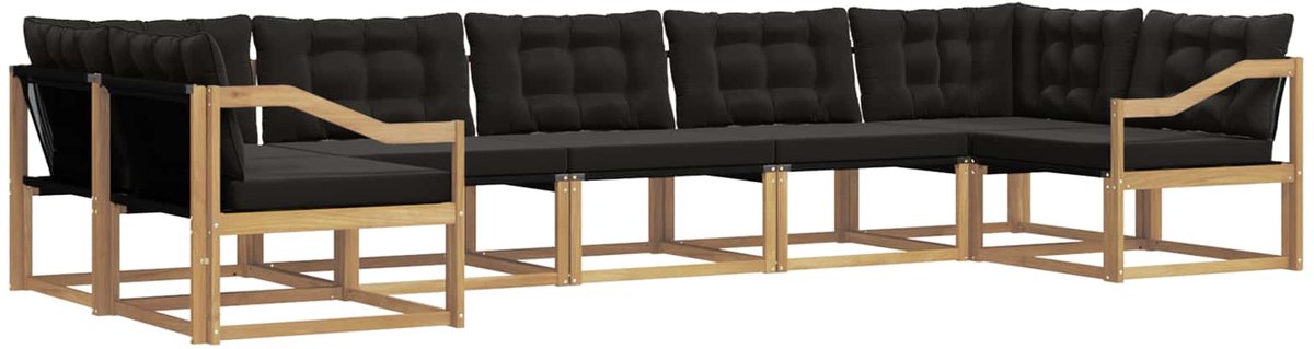 vidaXL Buiten - bank - set - 7 - st - 7-zits - Wit - en - zwart Wit en zwart