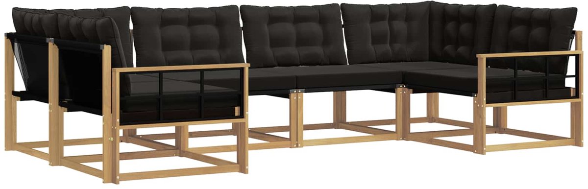 vidaXL Buiten - bank - set - 6 - st - 6-zits - Wit - en - zwart Wit en zwart