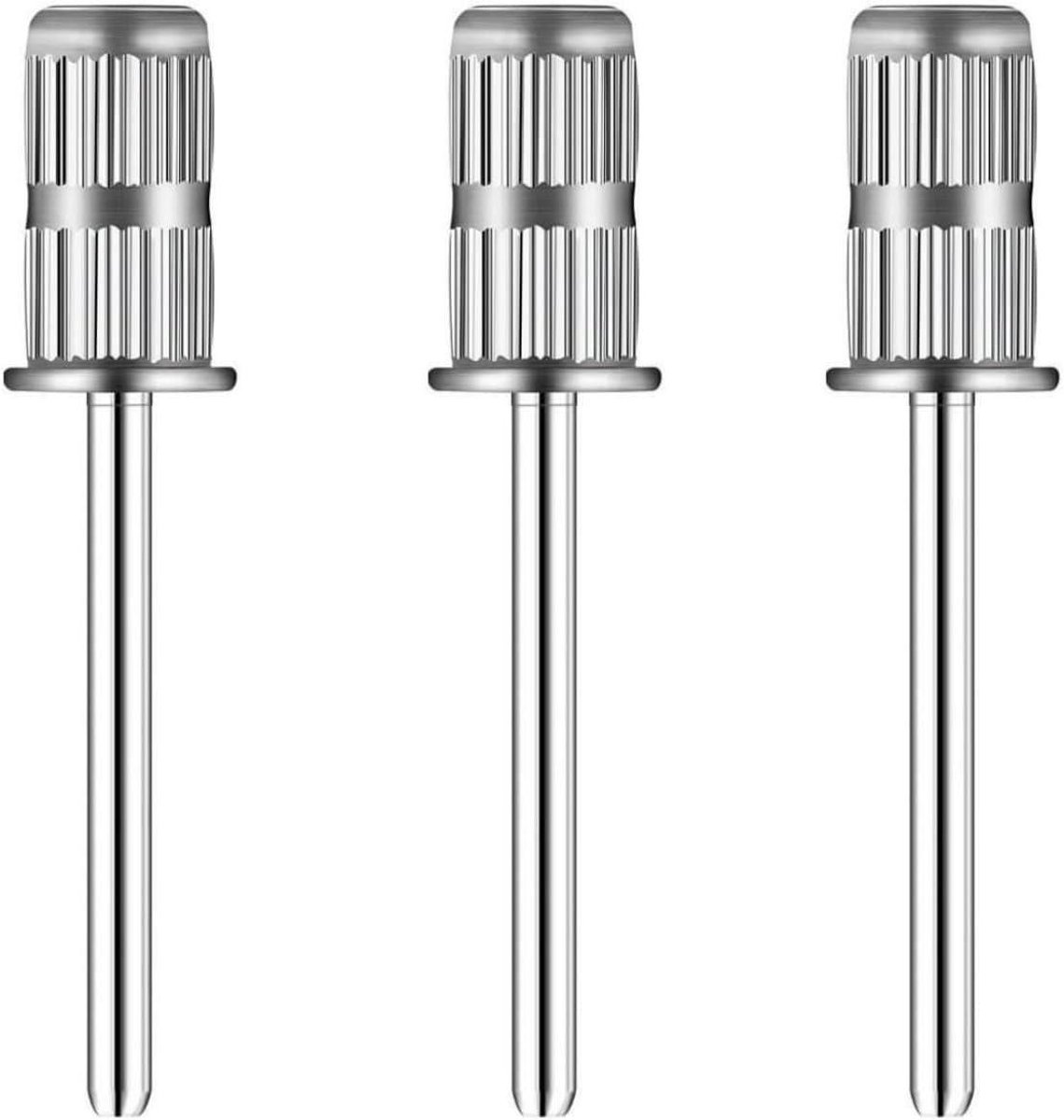 Mandrels Nagelfrees - Schuurbitjes Mandrel - Nagels Vormgeven - 3 Stuks Set - 7 x 5 x 3 cm - Zilver