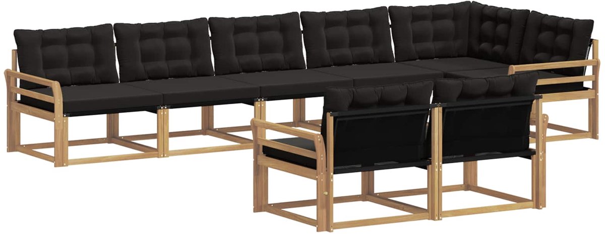 vidaXL Buiten - bank - set - 8 - st - 8-zits - Wit - en - zwart Wit en zwart