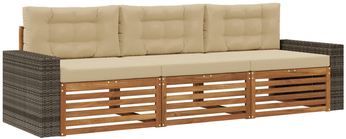 vidaXL Buiten - bank - set - 3 - st - Natuurlijk - en - Beige - Polyester Natuurlijk en beige
