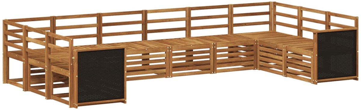 vidaXL Buiten - bank - set - 10 - st - 10-zits - Naturel - Massief - Acacia - Hout