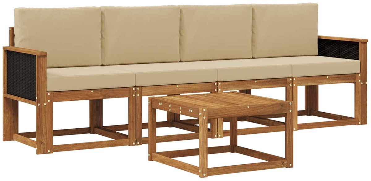 vidaXL Buiten - bank - set - 4 - st - 4-zits - Naturel - Massief - Acacia - Hout