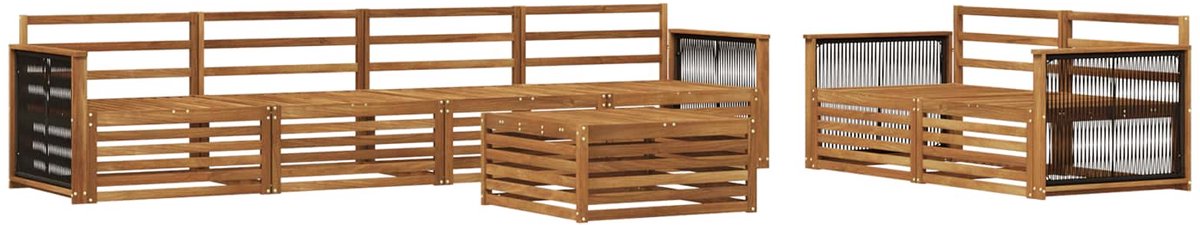 vidaXL Buiten - bank - set - 7 - st - 6-zits - Naturel - Massief - Acacia - Hout