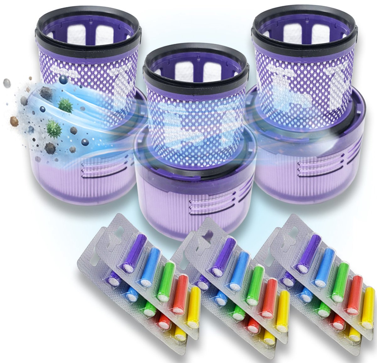 3 Stuks wasbare filters geschikt voor Dyson v11 v15 - SV14 SV15 SV17 SV22 SV28 SV47 +30x geurstaafjes vervangt: #970013-02 #97001302