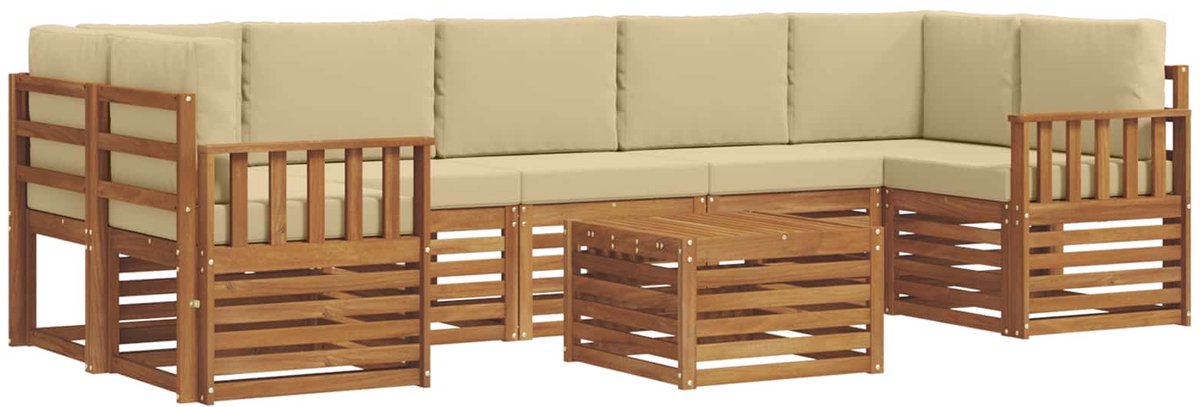 vidaXL Buiten - bank - set - 8 - st - 7-zits - Natuurlijk - en - Beige Natuurlijk en Beige
