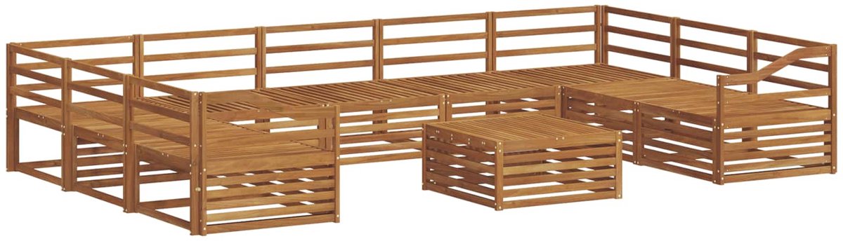 vidaXL Buiten - bank - set - 10 - st - 9-zits - Naturel - Massief - Acacia - Hout
