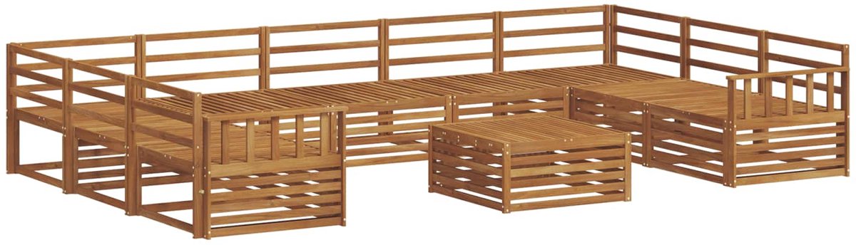 vidaXL Buiten - bank - set - 10 - st - 9-zits - Naturel - Massief - Acacia - Hout