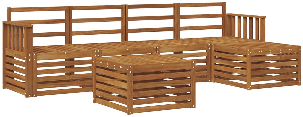 vidaXL Buiten - bank - set - 6 - st - 5-zits - Naturel - Massief - Acacia - Hout