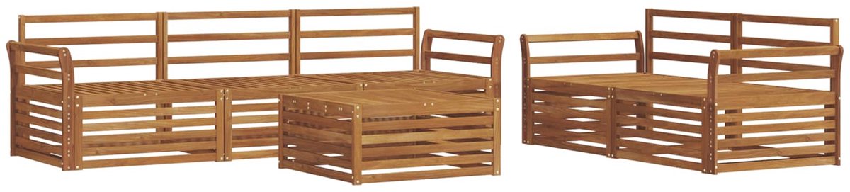 vidaXL Buiten - bank - set - 6 - st - 5-zits - Naturel - Massief - Acacia - Hout