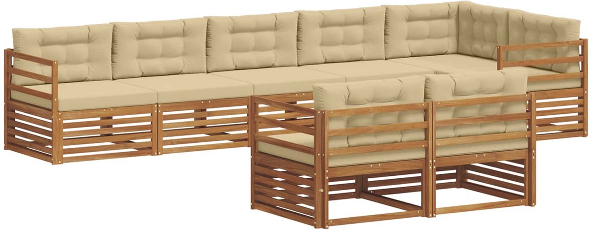 vidaXL Buiten - bank - set - 8 - st - 8-zits - Natuurlijk - en - Beige Natuurlijk en Beige