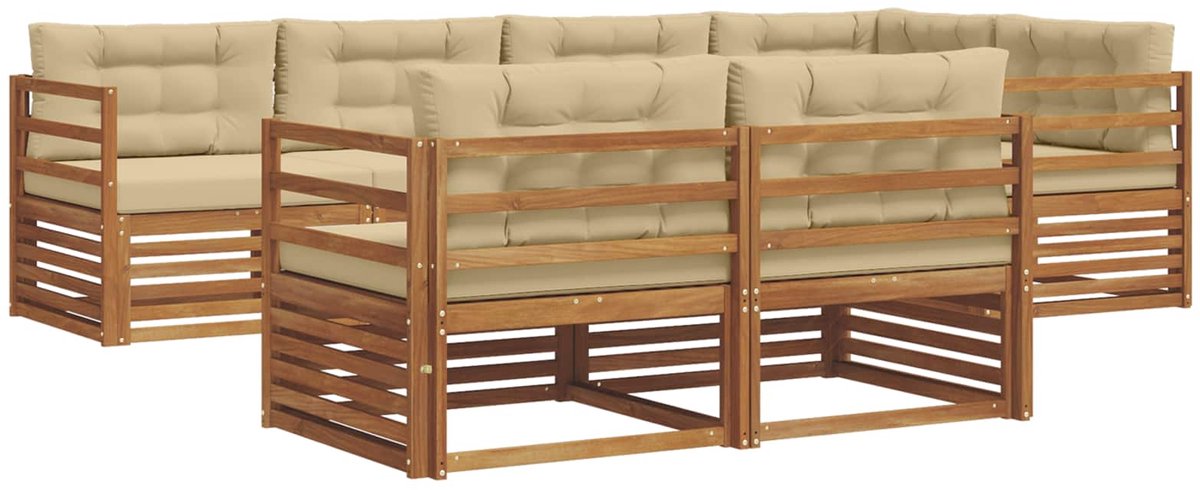 vidaXL Buiten - bank - set - 7 - st - Natuurlijk - en - Beige Natuurlijk en Beige