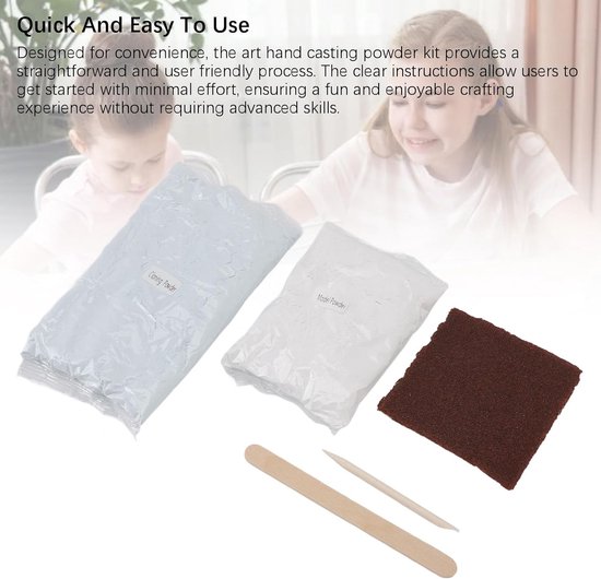 Gietpoederset - Handafdruk Aandenken - Familie Herinnering Maken - Organische Materialen - 13 x 11 x 4 cm — afbeelding 3