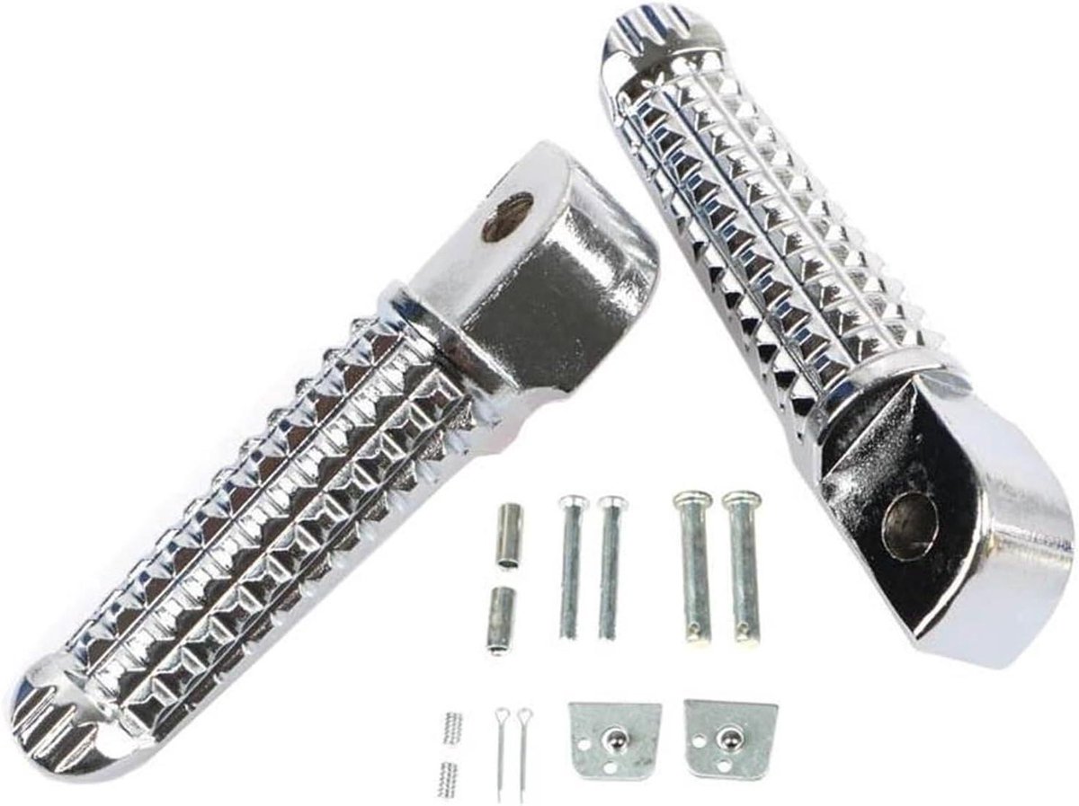 Motorfiets Voetsteunen - Pedaalsteunen Motor - Comfortabel Rijden - Universele Pasvorm - 380 g - Zilver