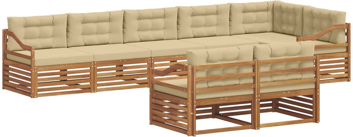 vidaXL Buiten - bank - set - 8 - st - Natuurlijk - en - Beige Natuurlijk en Beige
