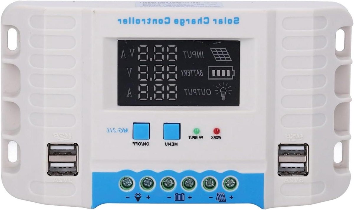 Solar Laadregelaar - Zonnepaneel Lader - Energie Management - LCD Display - 10A 12V 24V - Zwart