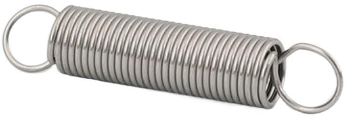Trekveren met haken - Verlengsveer RVS - Apparaten Repareren - Uniforme Toonhoogte - 10mm Buitendiameter - Zilver
