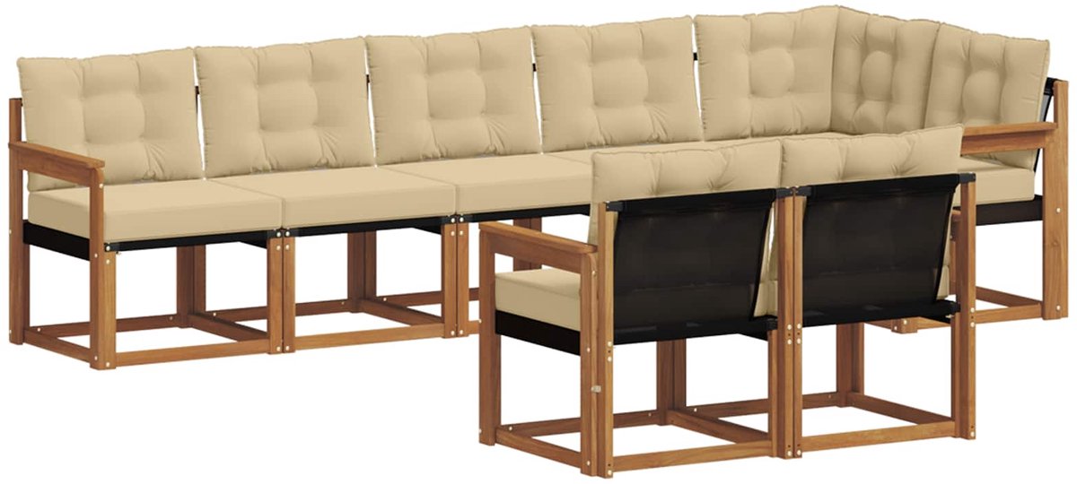 vidaXL Buiten - bank - set - 8 - st - 7-zits - Natuurlijk - en - Beige Natuurlijk en Beige