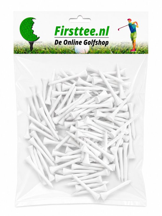 Firsttee 100 STUKS - Witte houten Tees - Golftees 70 mm - Tee Hout - Golftee - Golfballen - Golf accessoires - Sport - Training - Golftrainingsmateriaal - Trolley - Cadeau - Golfset - Trainingsmaterialen - Net - Mat afslaan - Golftas - Ballen Swing van Firsttee — afbeelding 2