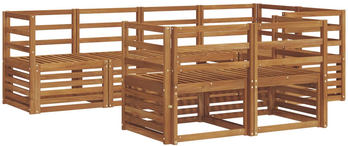 vidaXL Buiten - bank - set - 7 - st - 7-zits - Naturel - Massief - Acacia - Hout