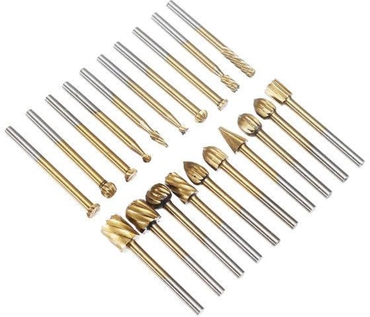 Roterende Vijlen Set - Houtbewerking Frezen - Metaal Graveren - Titanium Gecoat - 3 mm Schacht - Zilver