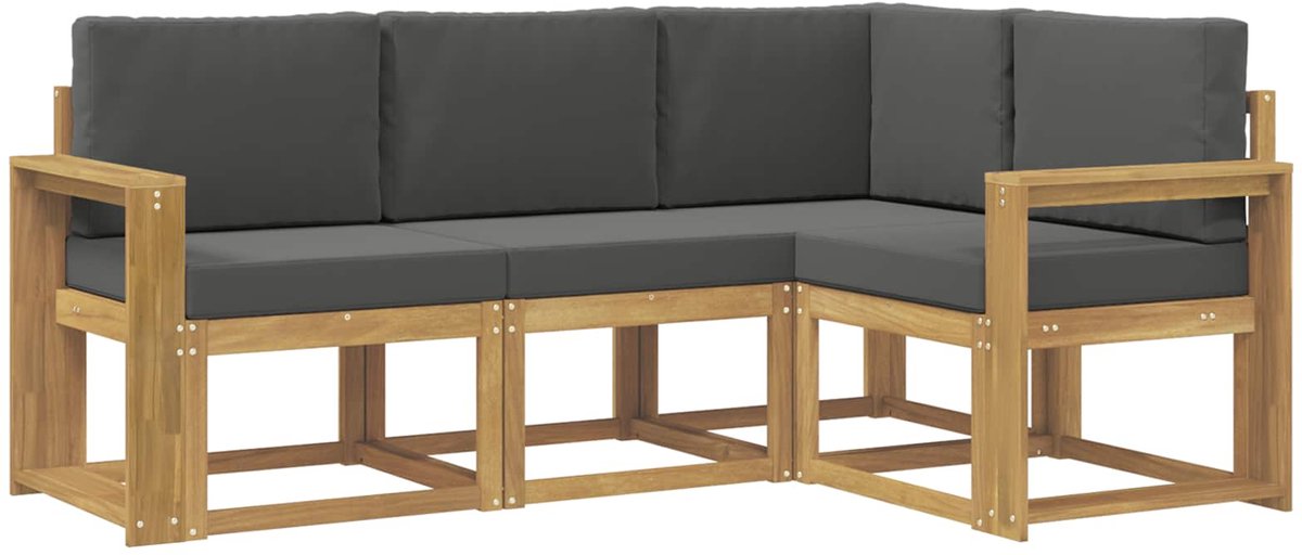 vidaXL Buiten - bank - set - 4 - st - 4-zits - Wit - en - antracietkleurig Wit en antracietkleurig