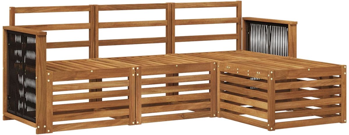 vidaXL Buiten - bank - set - 4 - st - 4-zits - Naturel - Massief - Acacia - Hout