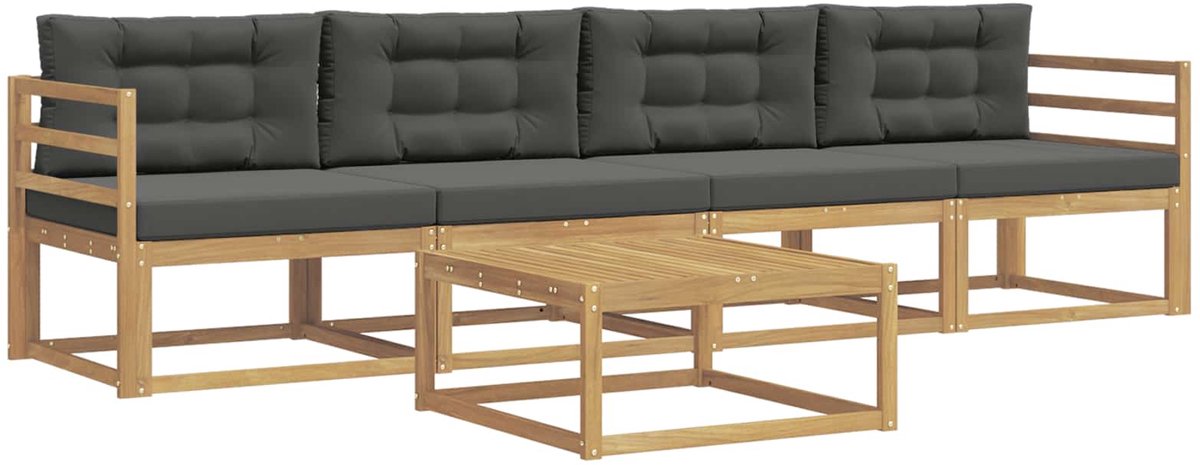 vidaXL Buiten - bank - set - 4 - st - 4-zits - Wit - en - antracietkleurig Wit en antracietkleurig