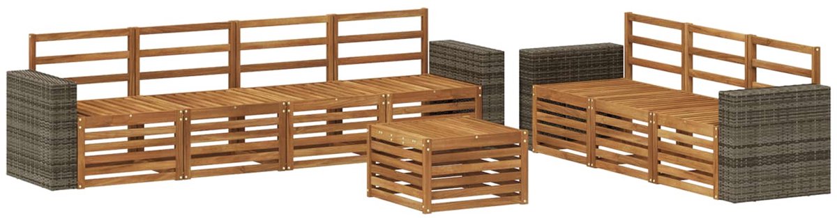 vidaXL Buiten - bank - set - 8 - st - 7-zits - Naturel - Massief - Acacia - Hout