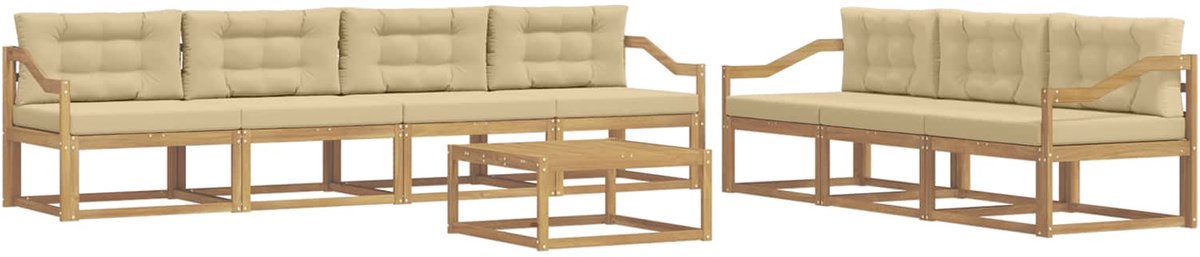 vidaXL Buiten - bank - set - 7 - st - 7-zits - Wit - en - Beige Wit en Beige
